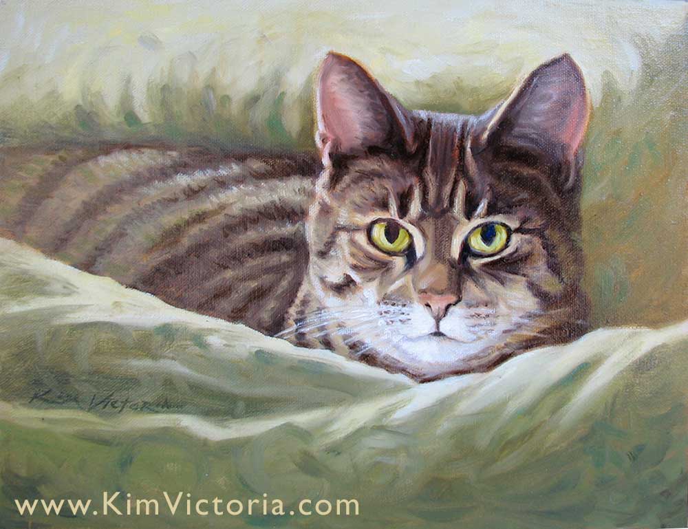 Oil painting Tabby Cat by Kim Victoria