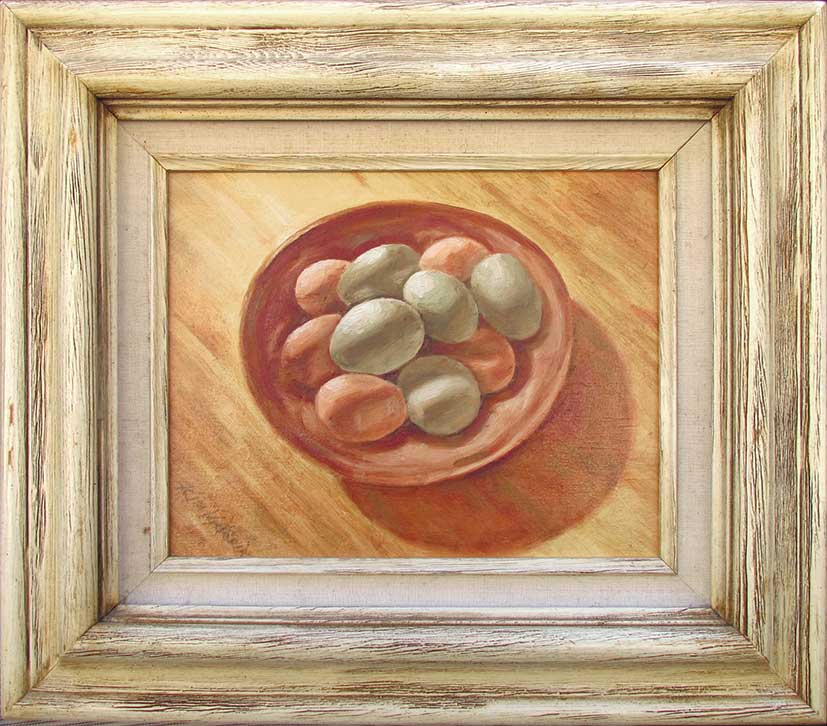 Oil painting Araucana Eggs by Kim Victoria