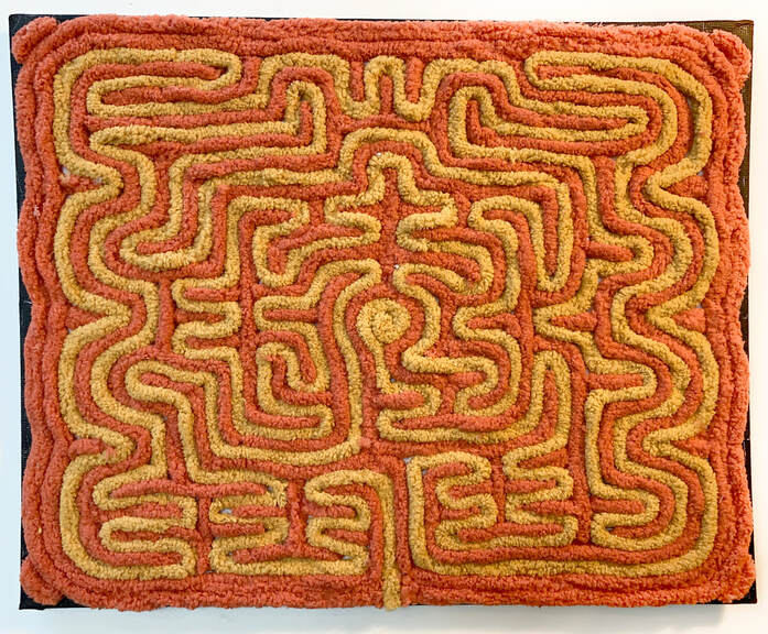 Labyrinth rectangle yarn painting