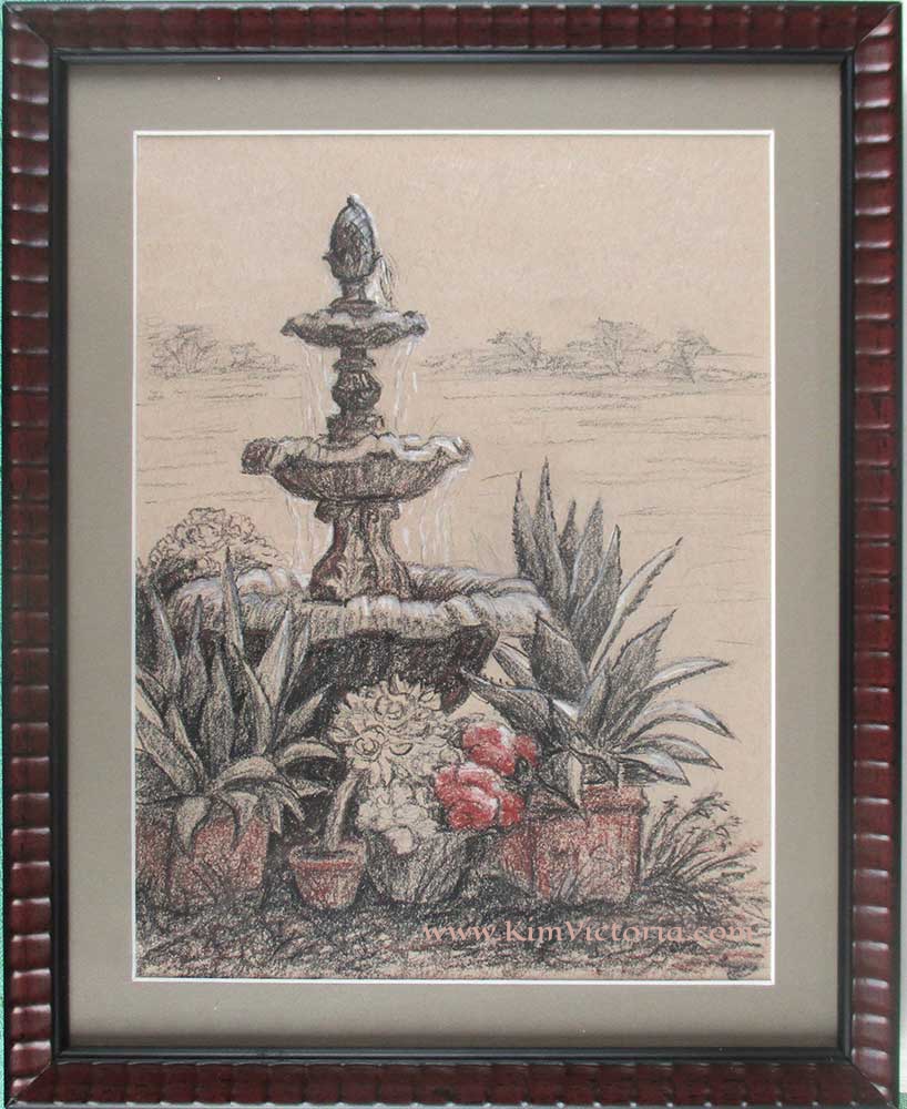 Ranch fountain drawing  by Kim Victoria
