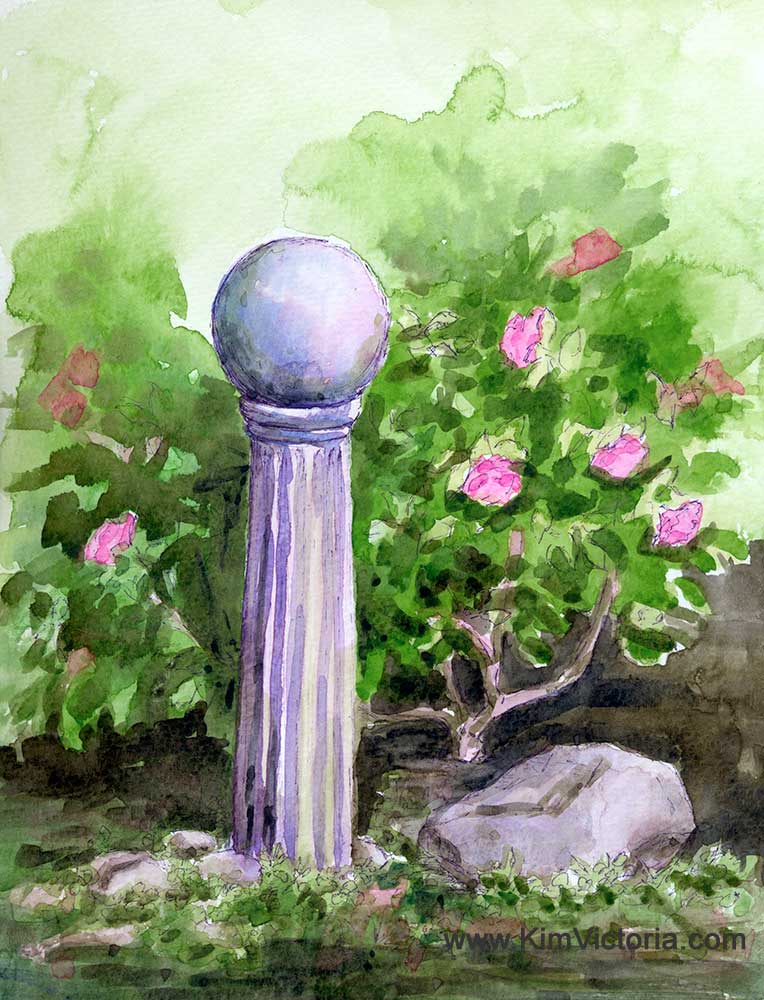 Gazing Ball Expression watercolor  by Kim Victoria