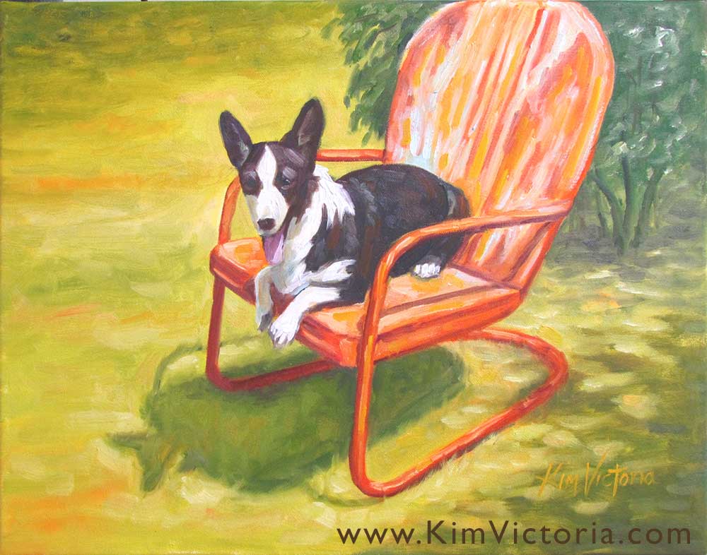 Oil painting of a Cardigan Corgi by Kim Victoria