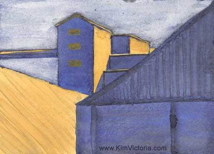 Rice Mill Abstract Watercolor Painting by Kim Victoria