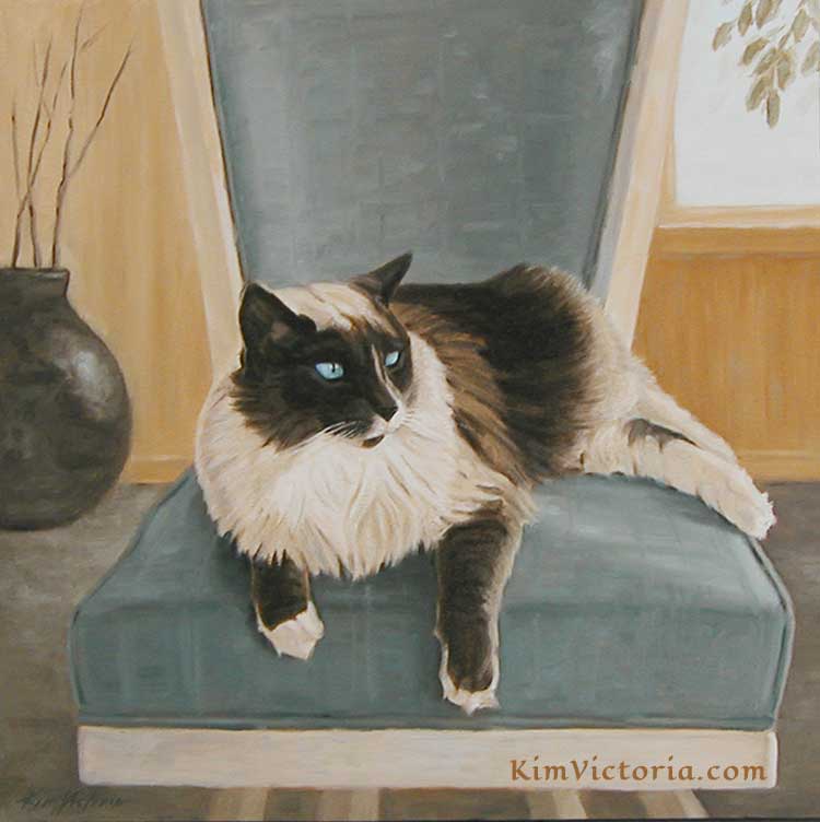 Oil painting Taz Siamese Cat portrait by Kim Victoria