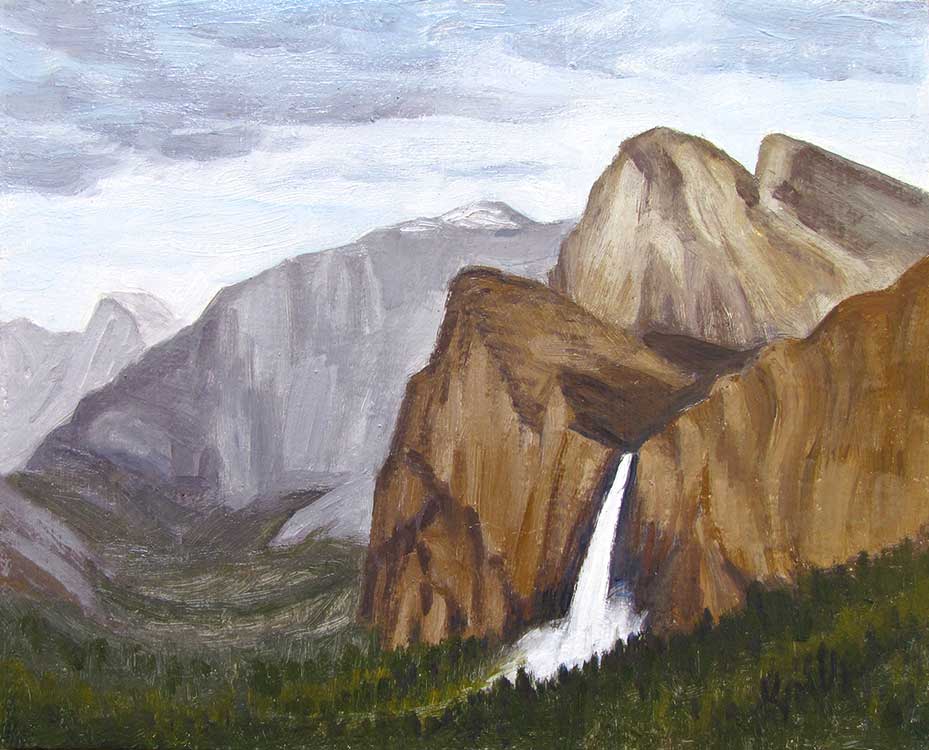 Yosemite Postcard Bridal Veil Falls oil painting by Kim Victoria