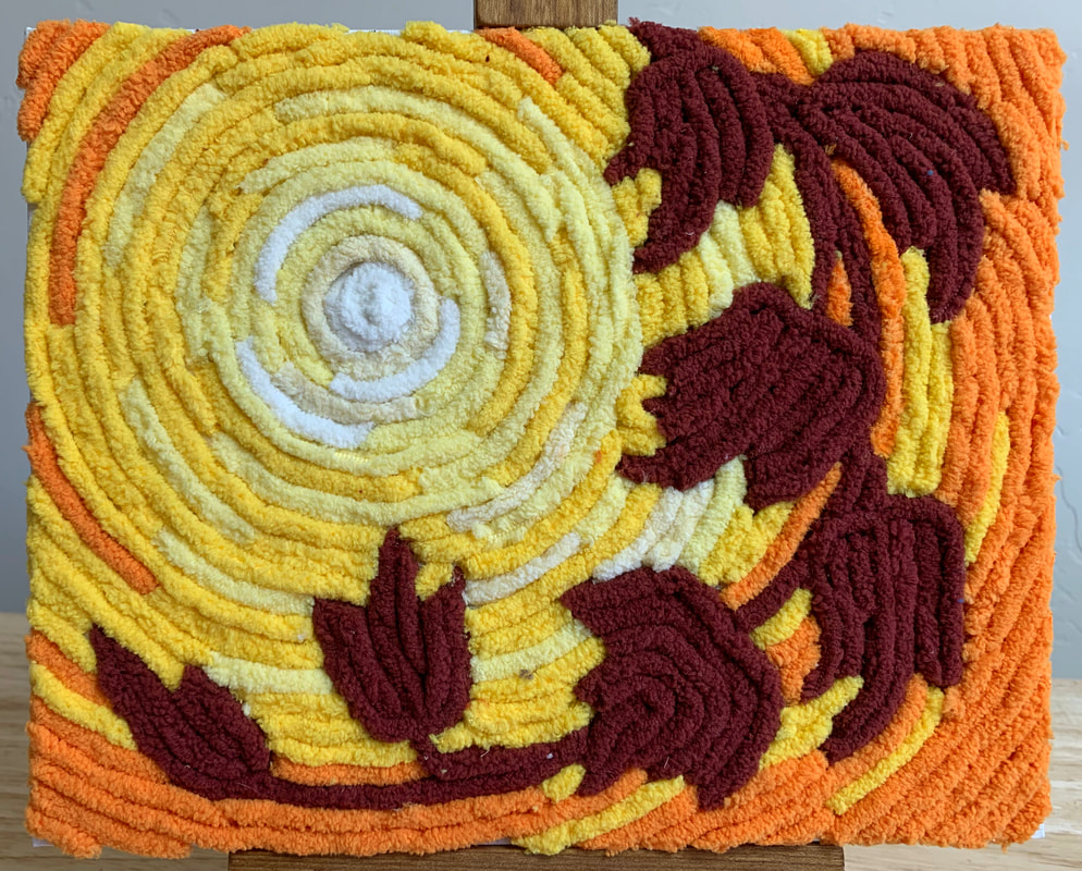 Autumn Sunset Leaves yarn painting