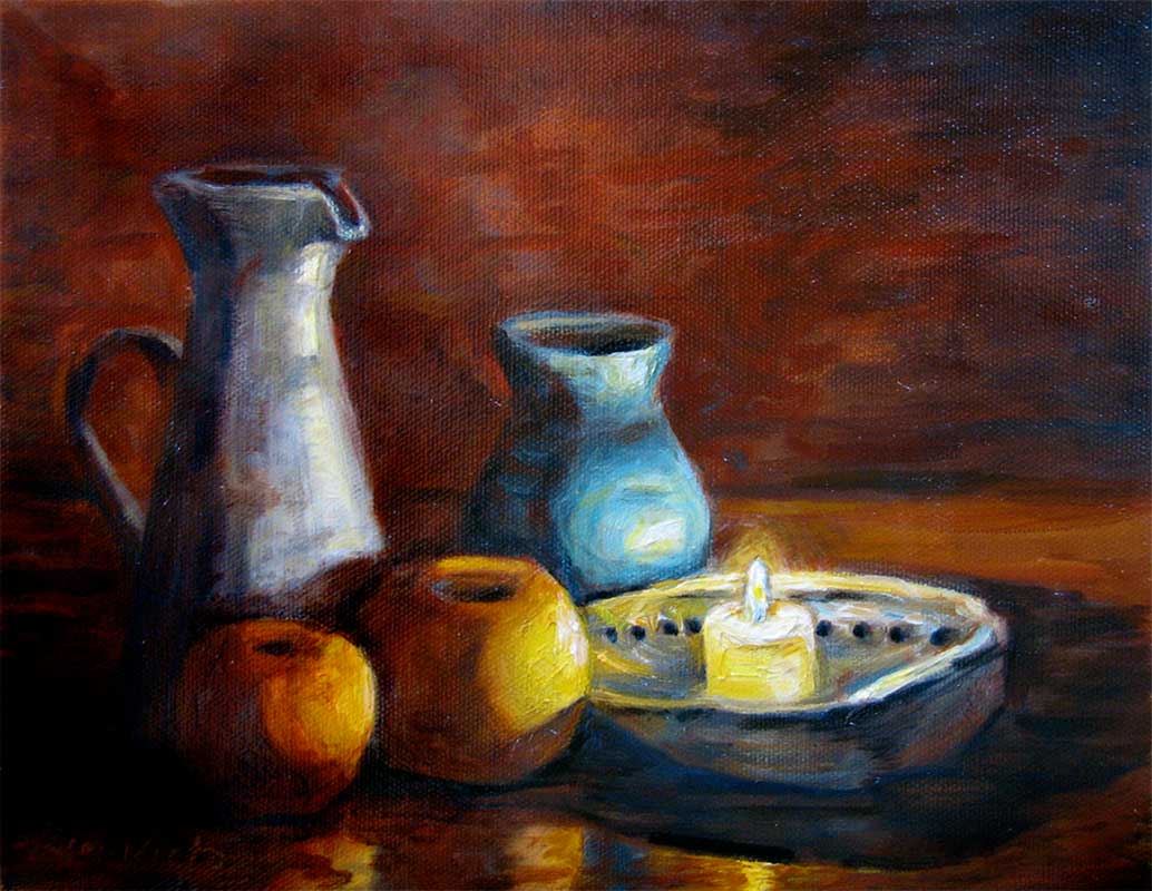 Cabin Candle oil painting by Kim Victoria