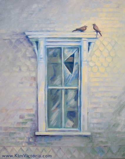 Oil painting 1800s window