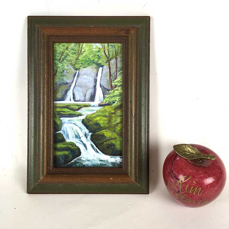 Miniature oil painting by Kim Victoria - Fairy Glen Falls #2, Scotland