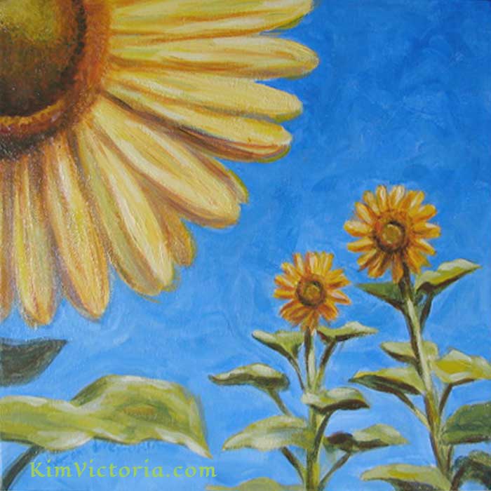 Garden Gossip Sunflowers acrylic painting