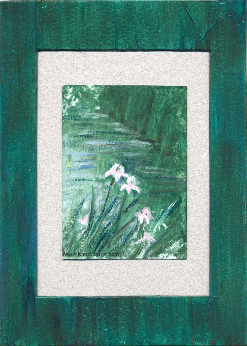 Iris Pond Acrylic miniature painting matted