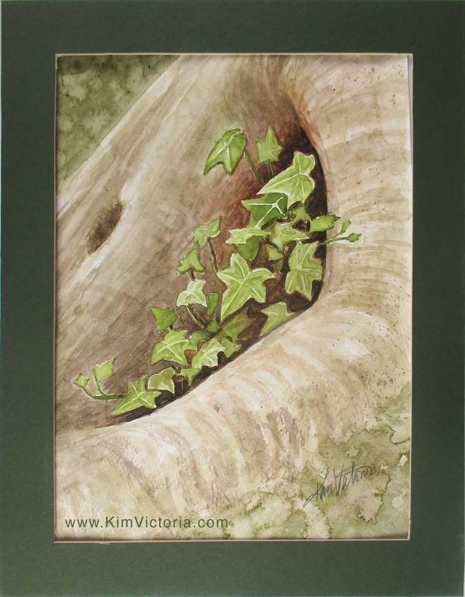 Niche of Ivy plein air watercolor painting
