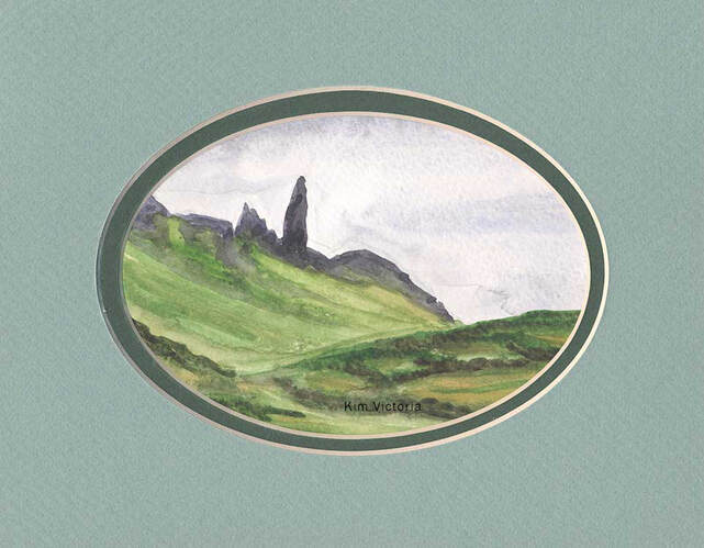 Watercolor, Old Man of Storr, Scotland