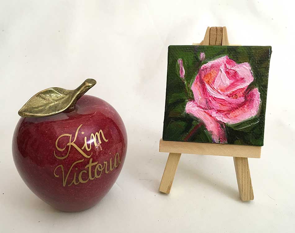 Rose Pink miniature oil painting by Kim Victoria