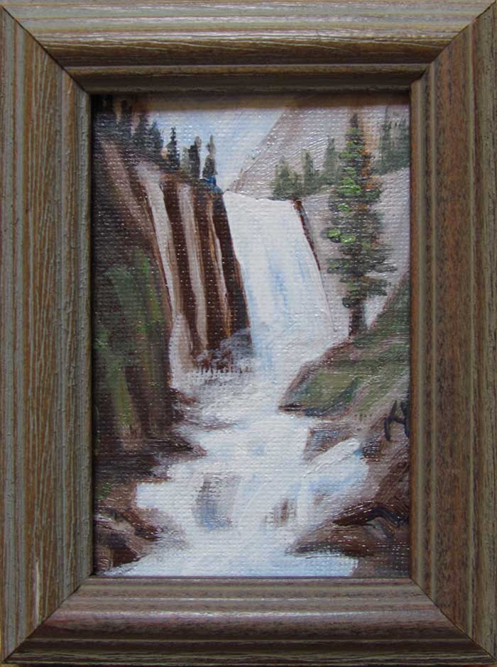 Yosemite Vernal Falls miniature oil painting by Kim Victoria